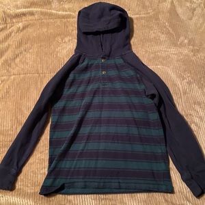 Children’s Place Boys Hoodie Sz 7/8 Navy and Green Stripe